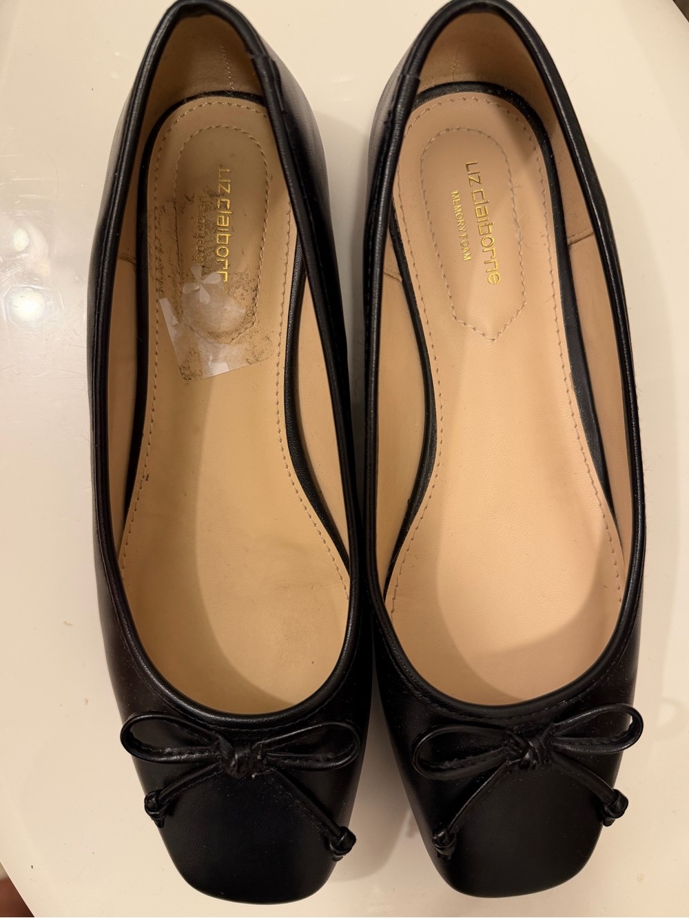 black square toe ballet flats